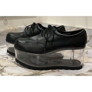 YRU Qloud Womens Size 9 Black Clear Platform Shoes Goth Punk - Read Description